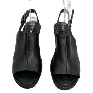 Born Leather Platform Slingback Heeled Sandals Womens 8M Black